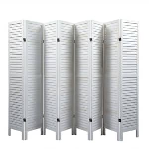11 ft. White Sycamore Wood Folding Louvered Room Divider 8-Screen Panels