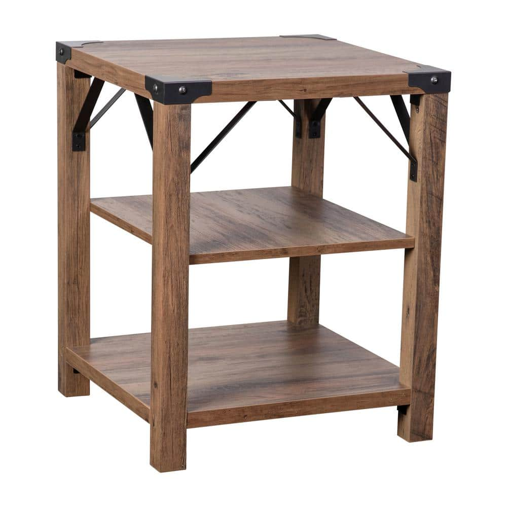 18 in. Rustic Oak Rectangle Engineered Wood End Table -  Taylor & Logan, EN511825