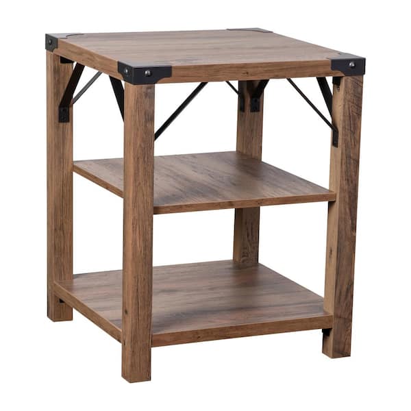 TAYLOR + LOGAN 18 in. Rustic Oak Rectangle Engineered Wood End Table