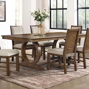 Addicus Transitional Rustic Oak Wood 84 in. Trestle Expandable Dining Table (Seats 6)