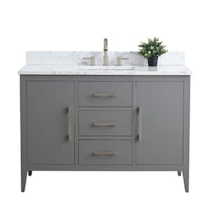 48 in. W x 22 in. D x 34 in. H Single Sink Bathroom Vanity Cabinet in Cashmere Gray with Engineered Marble Top