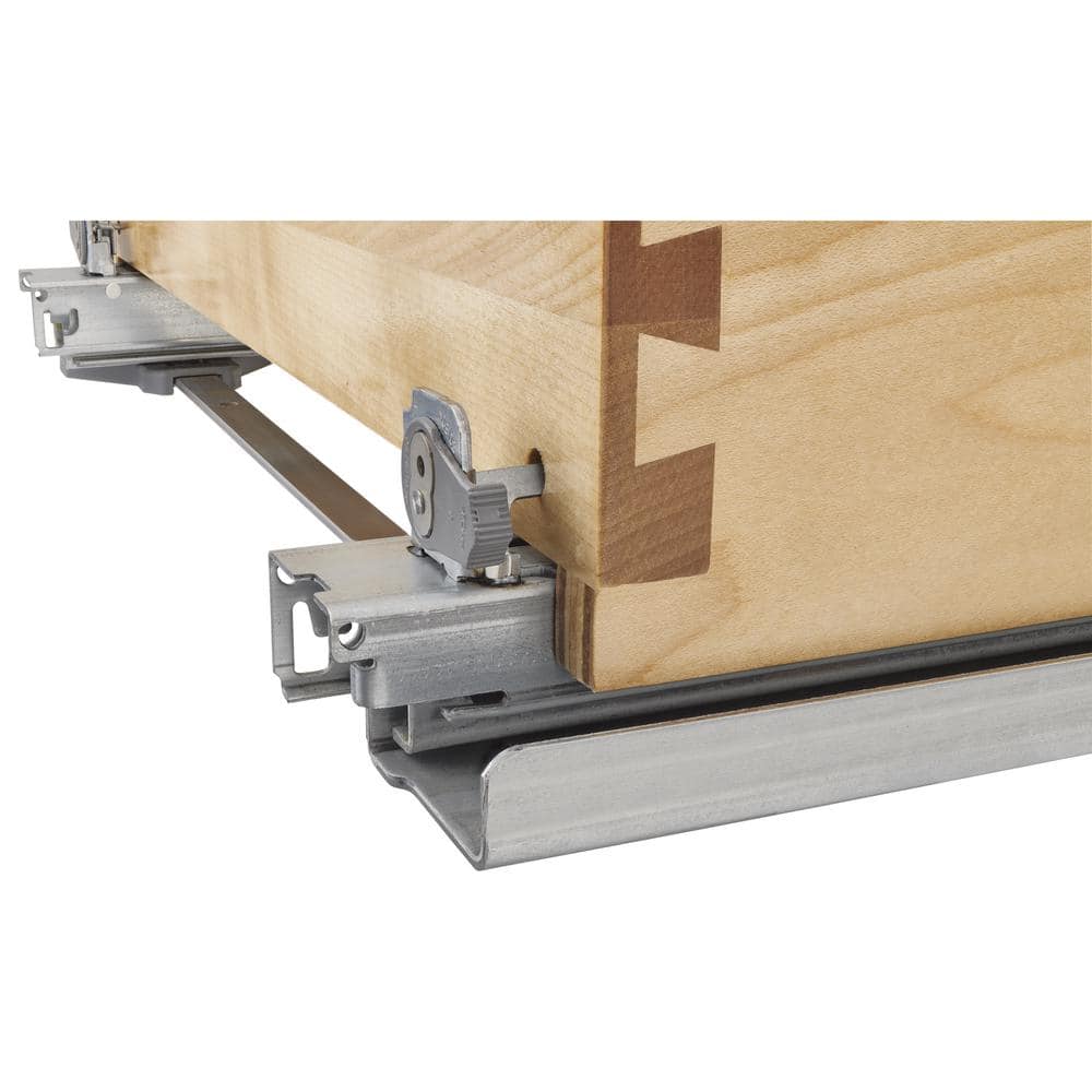Rev-A-Shelf 5" Natural Wood Pull-Out Cabinet Organizer with Stainless Steel Bins