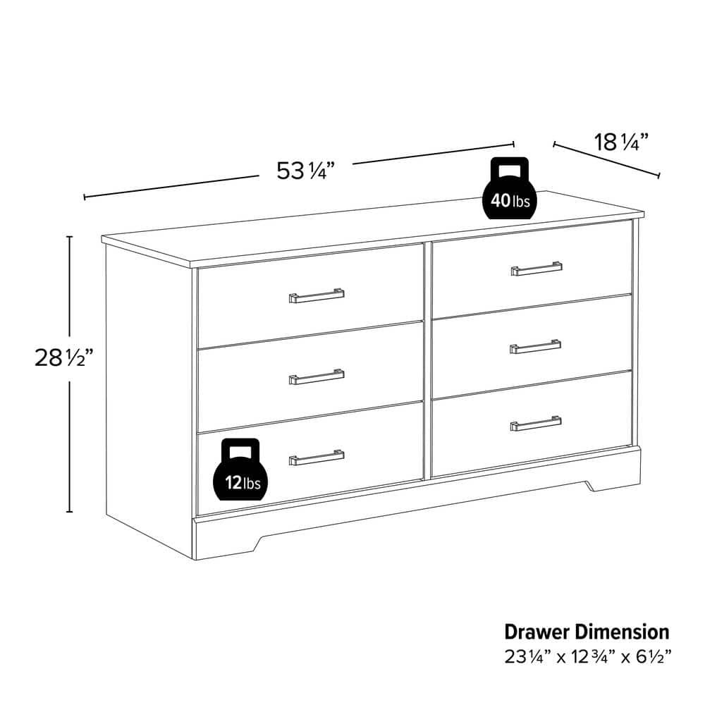 Washed White Farmhouse 6-Drawer Dresser with Soft Close