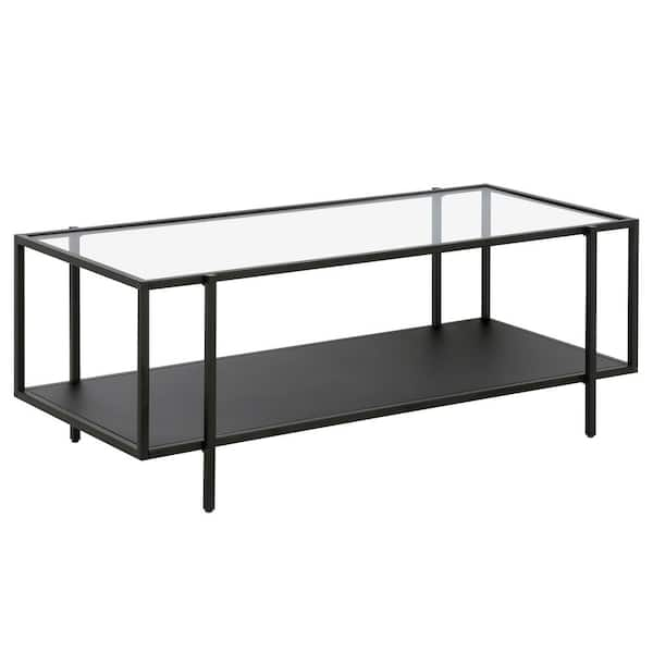 Meyer&Cross Vireo 45 in. Blackened Bronze Rectangle Glass Coffee Table with Metal Shelf