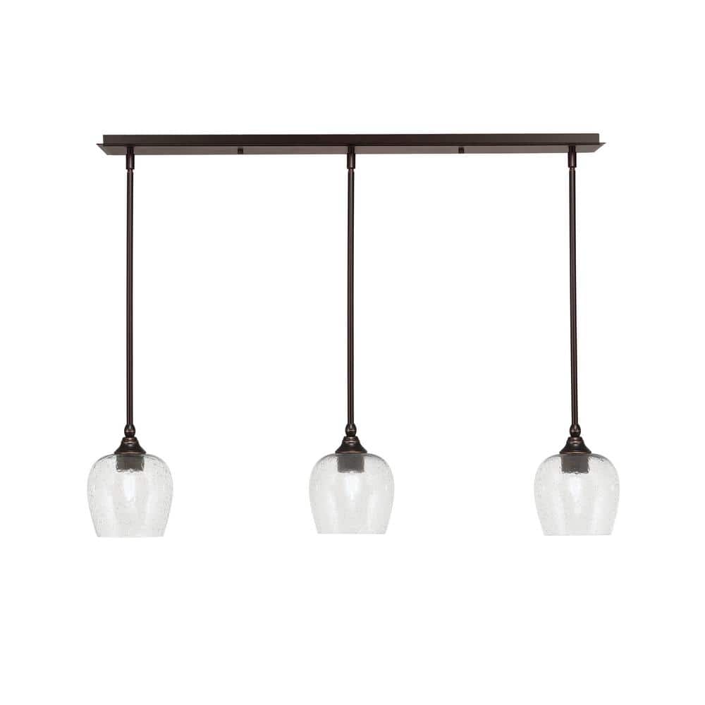 Livingston 100-Watt 3-Light Dark Granite Shaded Pendant Light with 6 in. Sm