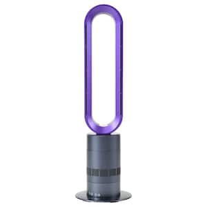 32 in. 10-Speeds Tower Fan in Purple with Heater and Remote Control