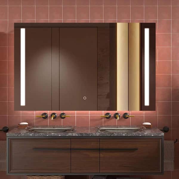 30 in. W x 48 in. H Super Bright LED Rectangular Frameless Dimmable Bathroom Vanity Mirror Wall Mirror