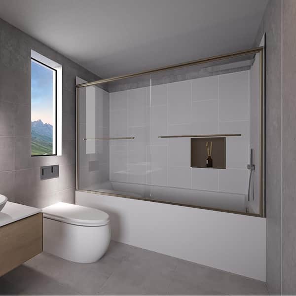 NuVo Dove Grey-Rainier 60 in. L x 36 in. W x 83 in. H Rectangular Tub/ Shower Combo Unit in Brushed Nickel Right Drain