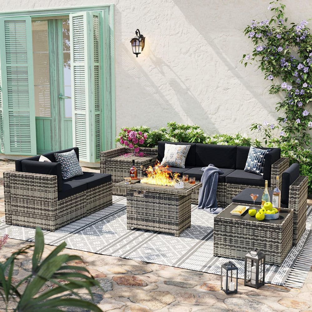 9-Piece Outdoor Patio Conversation Set with Fire pit table and Storage Box price history on PriceWatchPro