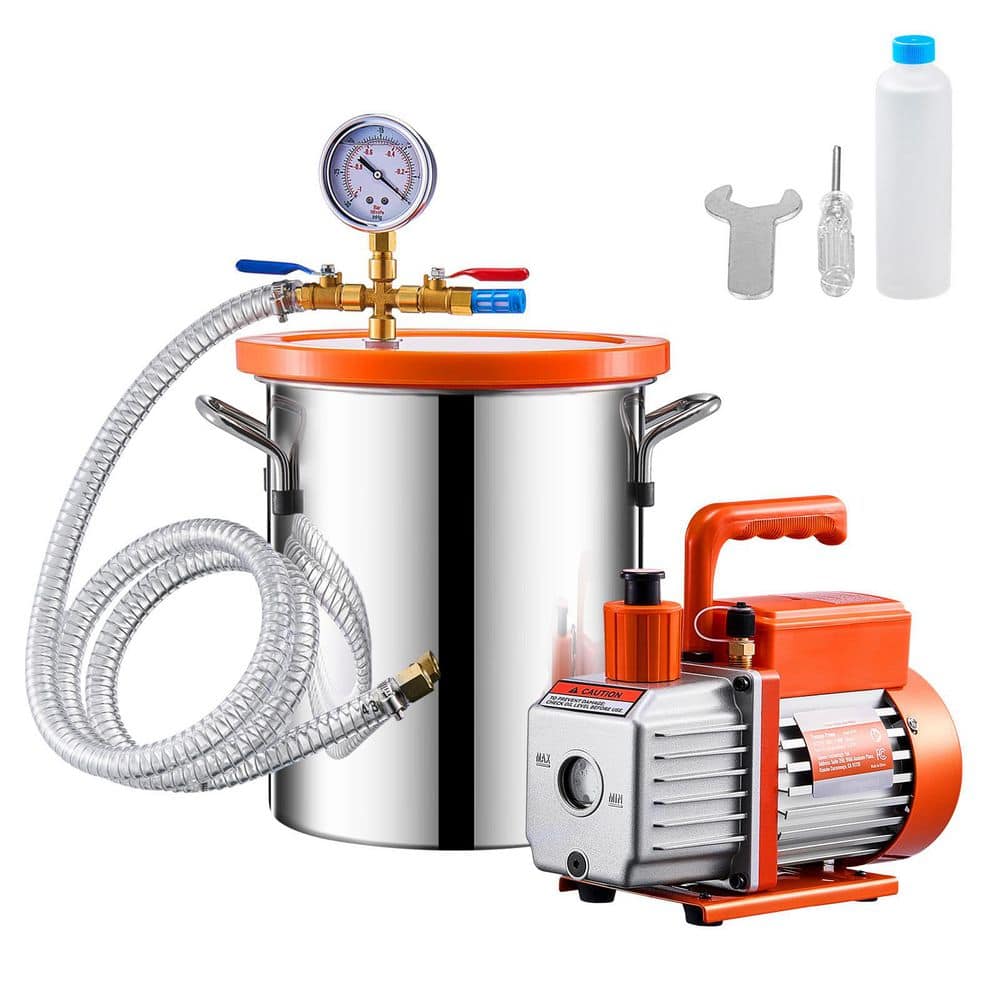 3 Gal. Vacuum Chamber and 3.5 CFM Pump Kit, Single Stage Vacuum Pump Degassing Chamber Kit, Stainless Steel Chamber price history on PriceWatchPro
