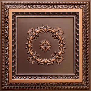 Falkirk Perth Antique Copper 2 ft. x 2 ft. Decorative Rustic Glue Up or Lay In Ceiling Tile (4 sq. ft./case)