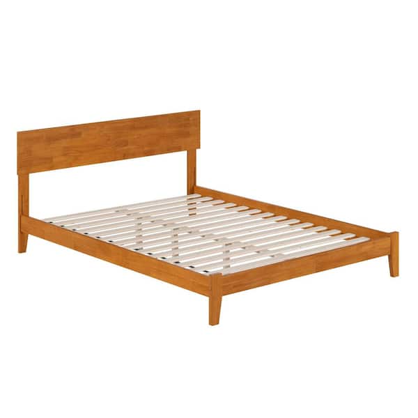 Orlando Light Toffee Natural Bronze Solid Wood Frame Queen Low Profile Platform Bed