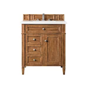 Brittany 30.0 in. W x 23.5 in. D x 34 in. H Bathroom Vanity in Saddle Brown with White Zeus Quartz Top