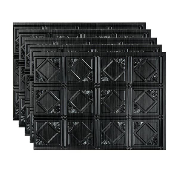 Fasade Brushed Onyx 18 in. x 24 in. Traditional #4 Vinyl Backsplash Panel (Pack of 5)