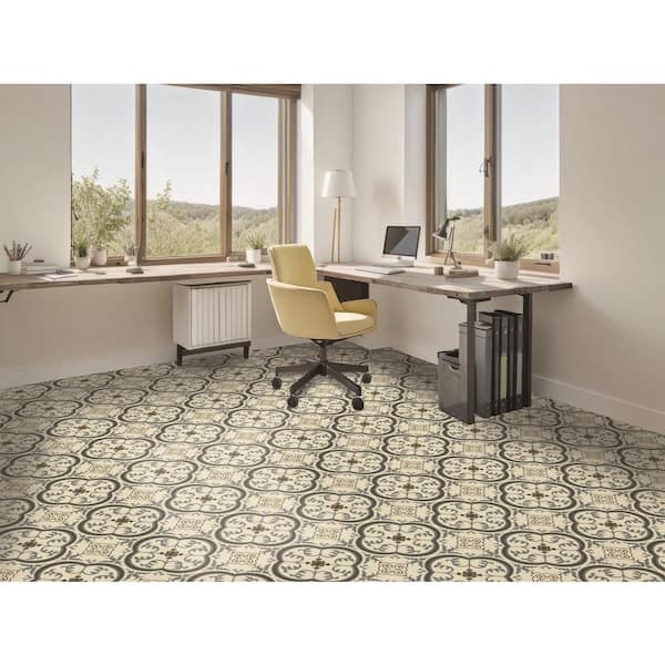 Floral White 12 MIL 13.2 ft. W x Cut to Length Waterproof Vinyl Sheet Flooring