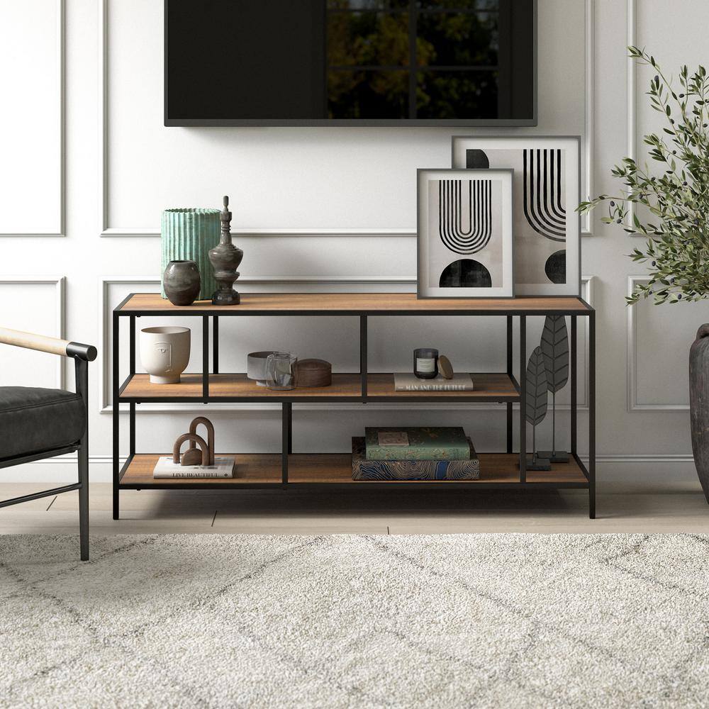 Winthrop 55" Blackened Bronze and Rustic Oak TV Stand