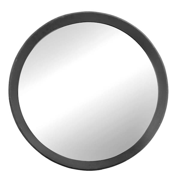 Unbranded 20 in. W x 20 in. H Round Mango Wood Framed Wall Mirror Wall Decor for Bathroom, Entryway Console Lean in Black