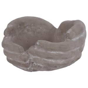 Weathered Gray Transitional Closed Hand Shape Cement Bird Feeder