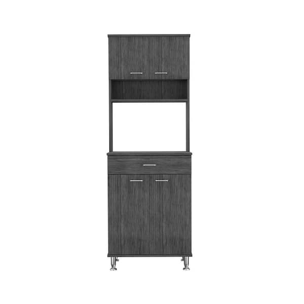 FUNKOL 22 in. W x 12 in. D x 22 in. H Pantry Double Door Cabinet in Gray with 1-Drawer/4 Legs/3 Shelves