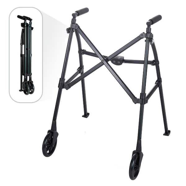 Stander Wonder Walker, 2-Wheel Lightweight Folding Walker in Matte Black