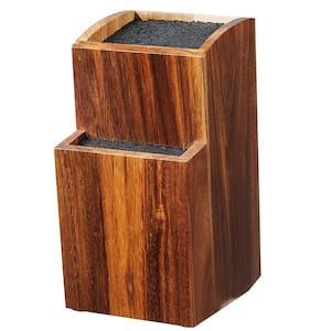 Universal Knife Holder 2-Knife Storage Stand Wood Knife Block with PP Brush Wooden Knife Organizer