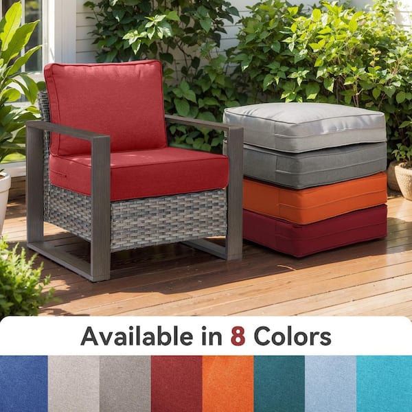 PlushCore 24 in. x 24 in. x 6 in. 4-Piece Deep Seating Outdoor Lounge Chair Thick Cushion Set in Red (2-Set)