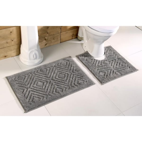 Sussexhome Solid Gray Bathroom Rugs Sets, Shower Rugs with Toilet