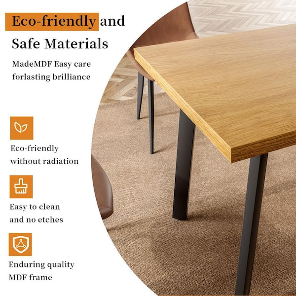 GOJANE 47.2 in. Rectangular Oak Wood Top Dining Table with