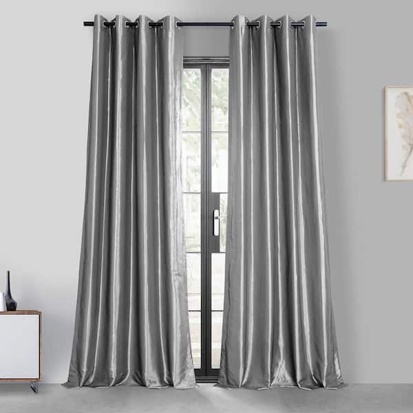 Exclusive Fabrics & Furnishings Platinum Faux Silk Grommet Blackout Curtain - 50 in. W x 96 in. L (1 Panel)