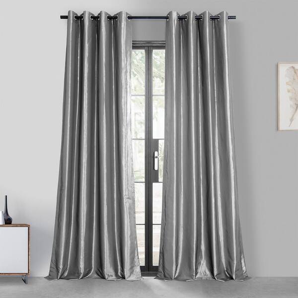 Exclusive Fabrics & Furnishings Platinum Faux Silk Grommet Blackout Curtain - 50 in. W x 120 in. L (1 Panel)