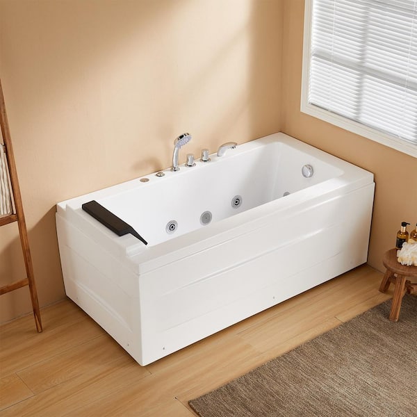 HOROW 59 in. x 29.5 in. Whirlpool Bathtub with Right Drain in