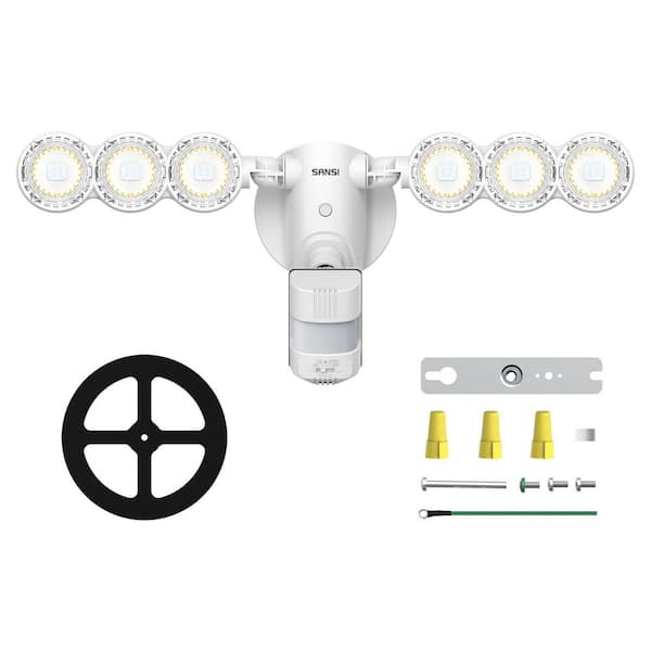 45-Watt 6000 Lumens 180-Degree White Motion Sensor Outdoor Integrated LED 5000K Waterproof Dusk to Dawn Flood Light