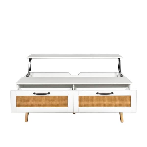 Reviews for White Modern 47 in. Rectangle Wood Lift Top Coffee Table