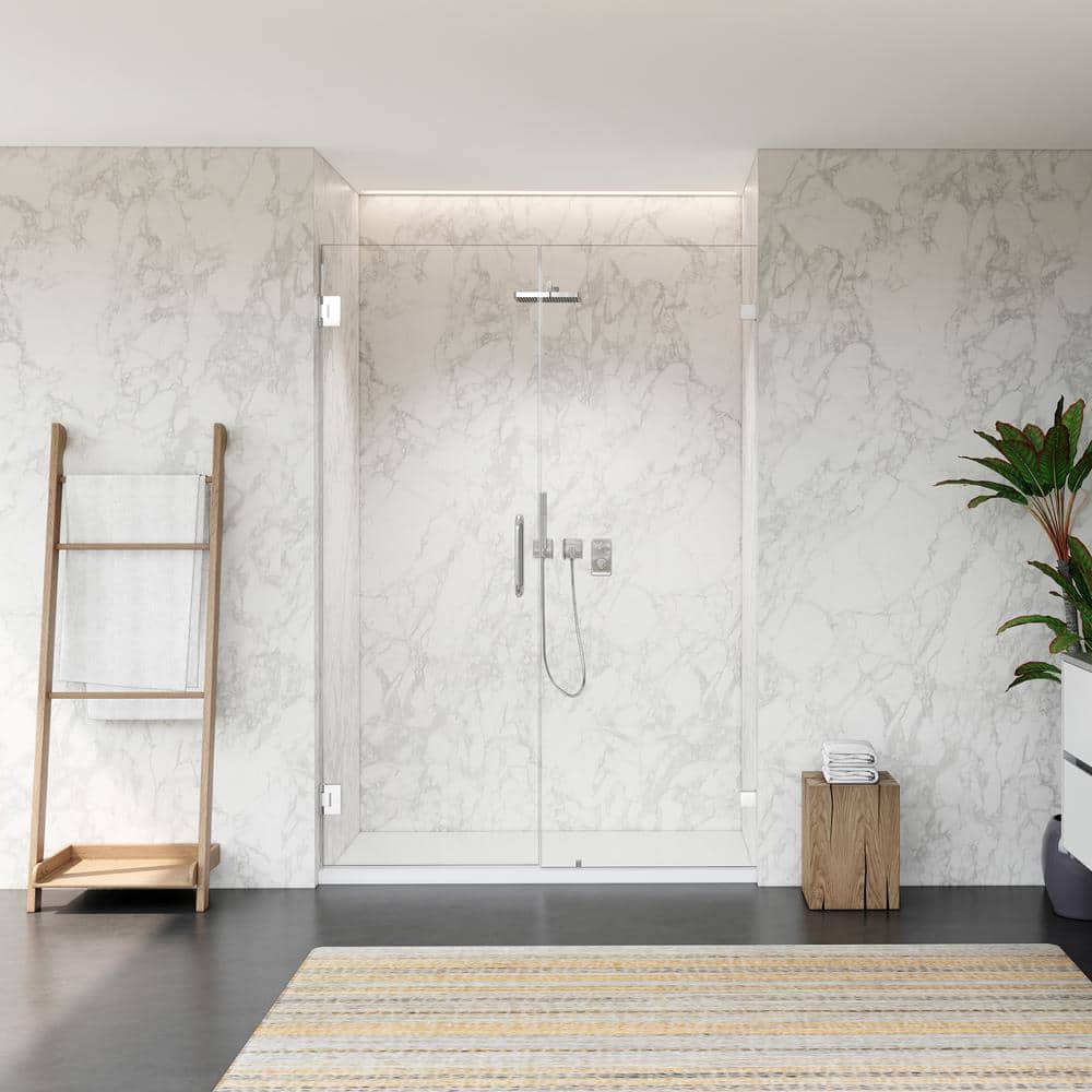 52" W x 74" H Frameless Chrome Glass Shower Door
