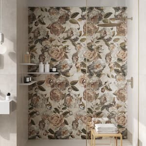 Parete Fiori Beige 5-7/8 in. x 7-7/8 in. Porcelain Floor and Wall Take Home Tile Sample