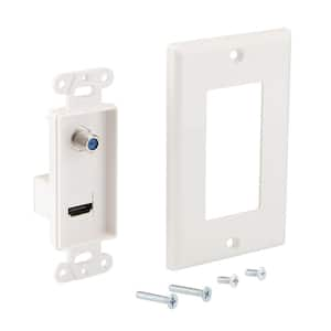 1-Gang White HDMI and Coaxial Plastic Wall Plate