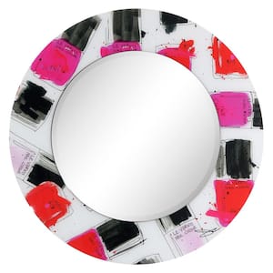 36 in. x 36 in. Candy Round Framed Printed Tempered Art Glass Beveled Accent Mirror