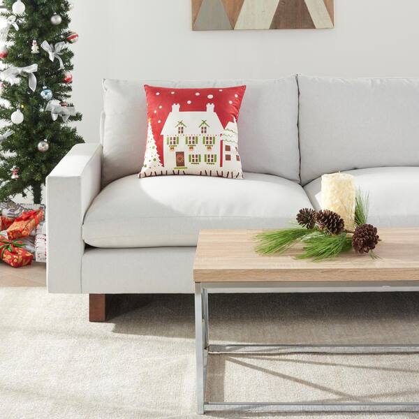 Mina Victory Holiday Ivory and Gray Christmas Tree 20 in. x 20 in