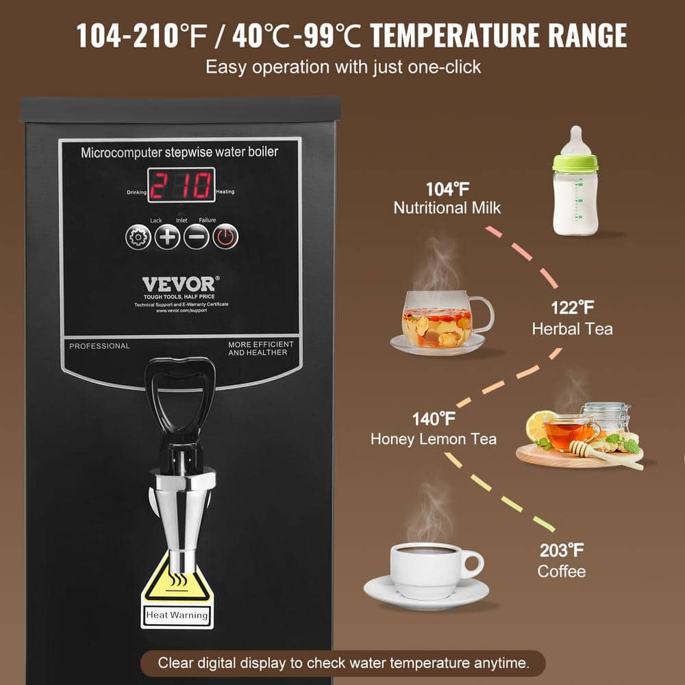 VEVOR Black Stainless Steel 10L Commercial Water Boiler