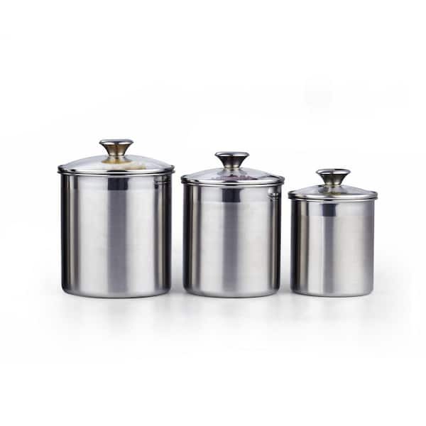 Sjenert Beautiful Glass Kitchen Canisters with Stainless Steel Lids, Food Sealed Storage Containers, Modern Style and Clean Kitchen Organization, Size