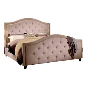 Fernando Taupe Queen Upholstered Velvet Panel Bed