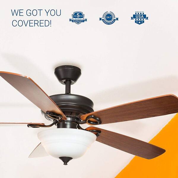 55W Controlled with Remote and Pull Chain, Hyperikon 42 Inch Ceiling Fan 