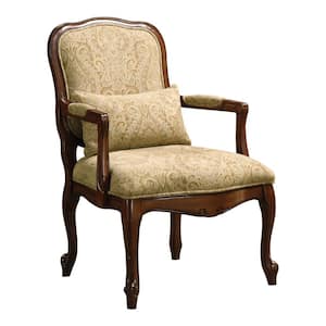 Pascalia Dark Cherry Wood Padded Accent Chair