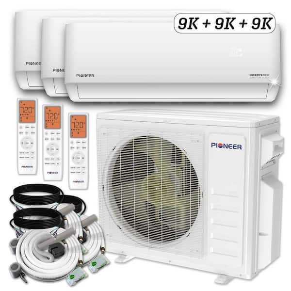 Quantum Ultra 3-Zone 27,000 BTU 24 SEER Ductless Wi-Fi Enabled Mini Split Heat Pump with 16 ft., Lines