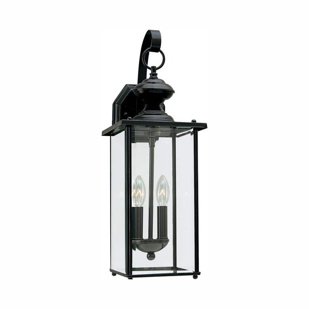 Jamestown 2-Light Black Outdoor 20.25 in. Wall Lantern Sconce with Dimmable Candelabra LED Bulb price history on PriceWatchPro