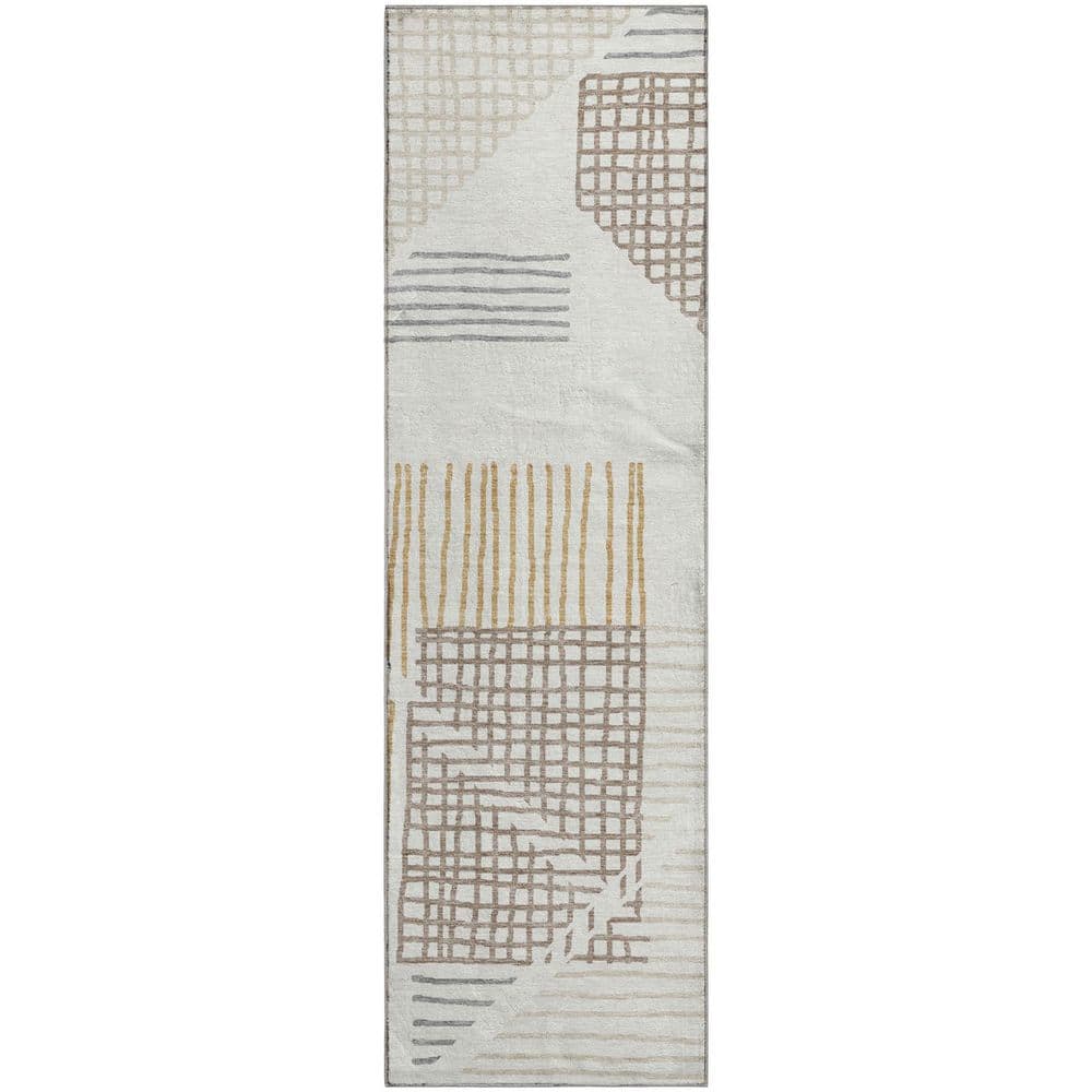 Mayfield Premium Machine Washable Abstract AMF2270 Ivory 2 ft. x 7 ft. Runner Rug price history on PriceWatchPro