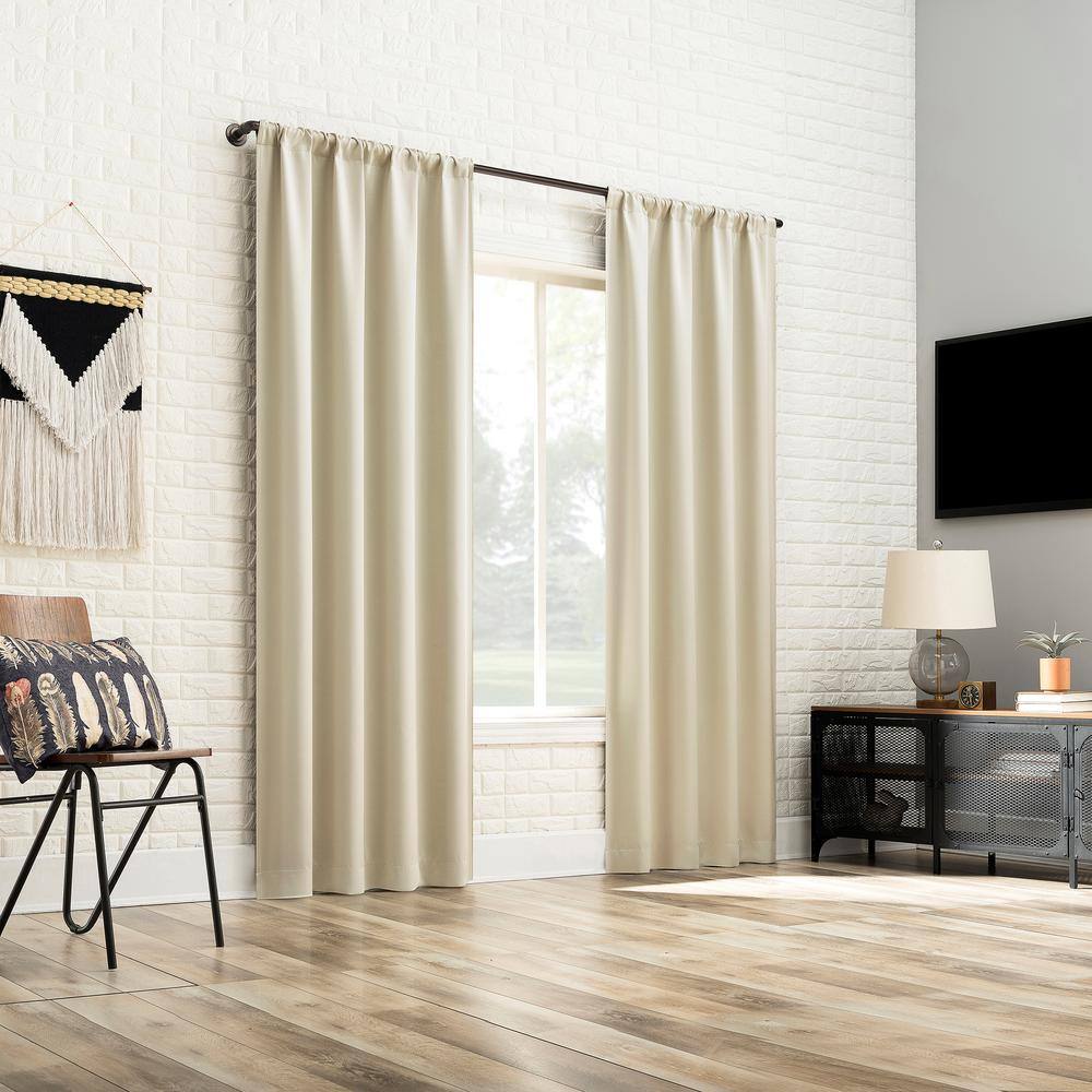 Cream Blackout Rod Pocket Curtain Panel 40" x 84"