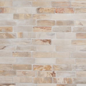 Dixiewood Brick Brown 11.41 in. x 12 in. Marble Mosaic Tile (0.95 sq. ft./Each)