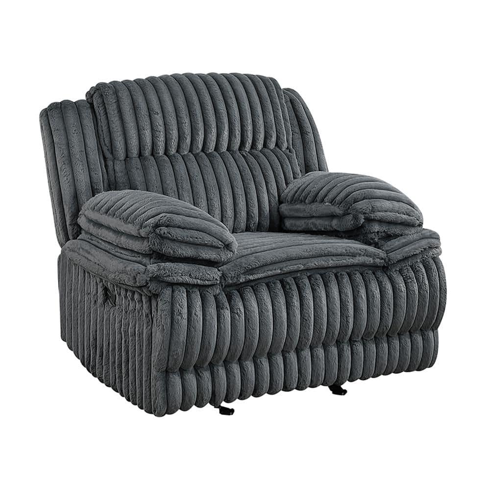 Dyersburg Dark Gray Corduroy Fabric Manual Glider Recliner