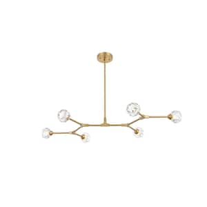 Timeless Home 49 in. 6-Light Gold And Clear Pendant Light